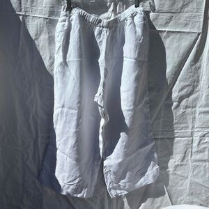 J.Jill Love Linen 100% Linen Wide Leg Capris Size Large Petite Pockets 28” Ins